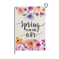 Vertical garden flag with watercolor flowers and Spring IS IN THE AIR text on metal stand - Spring in the Air Watercolor Style (HYQ026-13)