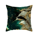 Housse de coussin à motif marbre vert et doré abstrait pour canapé de salon - Feuille d'Or Vert Foncé (TPR463-14)