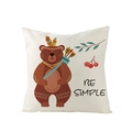 Housse de coussin carrée beige avec motif d'ours nordique et texte BE SIMPLE - Style Ours (JYM148-7)