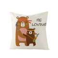 Housse de coussin beige en polyester avec motif d'ours et texte BE LOVING tribal - Style Ours Câlins (JYM148-9)