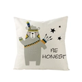 Housse de coussin crème avec motif ours indien et texte Be Honest imprimé - Style Ours Honnête (JYM148-10)