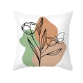 Morandi style peach skin pillowcase featuring modern linear flower and butterfly prints - Line Drawing Floral Butterfly (TPR469-3)