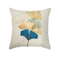 Square peach skin pillowcase with artistic blue and yellow ginkgo leaf print - 45x45 Square (No Insert) / Vintage Ginkgo Leaf Mix (TPR470-13)