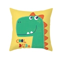 Kissenbezug mit Cartoon-Dinosaurier und Cool Dude-Text auf gelbem Grund - Cool Dude Gelber Dinosaurier (TPR474-3)