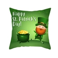 Detail of St. Patrick's Day pillowcase with Leprechaun, gold pot, and holiday text - Green Hat and Gold Coin Pot Style (DRD330-6) / 45*45cm (No Insert)