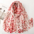 Écharpe élégante en satin léger pour femme avec motif léopard et bords effilochés - Rouge