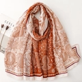 Elegant orange paisley silk shawl with vintage patterns and minimalist aesthetic - Orange Red