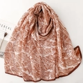 Elegant vintage map print silk scarf with brown hand-rolled edges for autumn styling - Orange