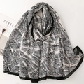 Modern hand-drawn map print silk scarf for women in minimalist black and white - Black