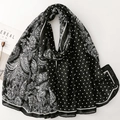 Châle noir et blanc pour femme avec motifs paisley et pois en tissu léger - Épissage Paisley Pois Noir et Blanc (SL2509-039)