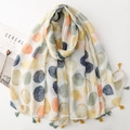 Morandi watercolor polka dot scarf with tassel trim on a minimalist white background - Colorful Polka Dot (SL2512-010)