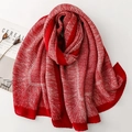 Red and white pleated knit scarf with a textured pattern for a cozy autumn winter look - Red & White Mixed / 160x70 (After Pleating)