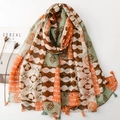 Bohemian geometric printed scarf with colorful tassels and soft floral patterns - Color Block Geometric (SL2512-003)