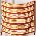 Détail d'une écharpe en coton et lin à rayures colorées avec des franges et texture tissée - Style à Rayures Multicolores et Glands (SL1906-067)