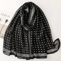 Klassischer schwarz-weißer Punkteschal mit Paisley-Muster am Rand für Damen - Schwarz mit weißen Punkten