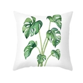 Quadratischer weißer Kissenbezug mit grünem Monstera-Blatt für moderne Wohnkultur - Doppeltes Monstera-Blatt-Stil (TPR472-2)