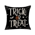 Halloween pillow case featuring Trick or Treat text with pumpkin and spider web motifs - Black Background Trick or Treat Style (JYM161-2) / Square (Without Core)
