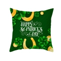 Square green St. Patrick's Day pillow cover with golden horseshoe and clover print - Horseshoe and Clover Forest Green Style (DRD330-15) / 45*45cm (No Insert)