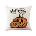 Fodera per cuscino di Halloween con zucche disegnate a mano e stampa su tessuto crema - Stile Zucca Happy Halloween (JYM166-3)