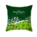Saint Patrick's Day peach skin pillowcase with green shamrock and festive typography - Dark Green Shamrock Scroll Style (DRD330-17) / 45*45cm (No Insert)