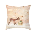 Christmas deer peach skin pillowcase with winter festive illustration on white background - 18x18 Inch / Deer Walking In Snow With Gift Box (DRD289-6)