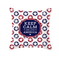 Independence Day peach skin pillow cover with red stars and Keep Calm Love America slogan - Keep Calm and Love America Slogan (TPR178-15) / 45x45cm