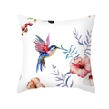 Floraler Kissenbezug mit Aquarell-Kolibri und Hibiskus-Druck auf Pfirsichhaut - Aquarell Kolibri & Blumen (TPR462-1)