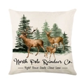 Christmas reindeer family and forest print cushion cover with holiday typography - Reindeer Family (JYM182-3)