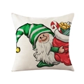 Funda de cojín navideño con diseño de gnomo y saco de regalos en poliéster color crema - Estilo Gnomo con Bolsa de Regalo(JYM191-1)