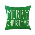 Funda de cojín navideña verde con texto blanco Merry Christmas sobre fondo blanco - Estilo de Letras Verdes Merry Christmas(JYM191-2)