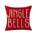 Funda de cojín navideño rojo con texto Jingle Bells en tela de textura rústica - Estilo de Letras Rojas Jingle Bells(JYM191-3)