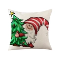 Funda de cojín cuadrada de poliéster con gnomo navideño y árbol decorado - Estilo Gnomo con Árbol de Navidad(JYM191-4)