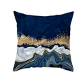 Housse de coussin abstraite marbre bleu et doré en tissu peau de pêche - Marbre Poussière d'Or (TPR463-5)