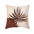Morandi style peach skin pillowcase with brown palm leaf and abstract geometric pattern - Palm Leaf Abstract Art (TPR469-5)