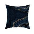 Housse de coussin marbre bleu marine avec motif de veines dorées sur fond blanc - Agate Bleue Bord d'Or (TPR463-6)