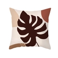 Morandi style peach skin pillowcase with brown monstera leaf and geometric pattern - Monstera Geometric Design (TPR469-6)