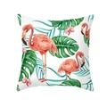 Square peach skin pillowcase with tropical watercolor flamingo and palm leaf print - Pink Flamingo & Monstera (TPR462-5)