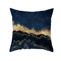 Housse de coussin marbrée moderne avec textures bleu marine, noir et doré métallique - Bleu Abstrait de Luxe (TPR463-7)