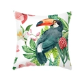Floral pillowcase featuring a watercolor tropical toucan and hibiscus on white fabric - Tropical Hornbill & Floral (TPR462-6)