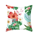 Tropical floral peach skin square pillowcase with watercolor hibiscus and palm leaf print - Watercolor Tropical Plant Mix (TPR462-7)