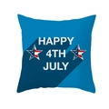 Blue Fourth of July peach skin pillowcase with Happy 4th July print and flag stars - Blue Happy 4th July Text (TPR178-32) / 45x45cm