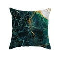 Housse de coussin carrée motif marbre abstrait en vert émeraude et doré chic - Craquelure d'Or Émeraude (TPR463-9)