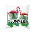 Square peach skin pillowcase with pink flamingo, tropical leaves and Summer print - Summer Flamingo SUMMER (TPR462-9)