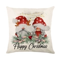 Fodera per cuscino natalizio con gnomi e scritta Happy Christmas per divano e casa - Gnomo Nordico (JYM189-1) / 45*45cm (Inserto non incluso)