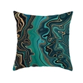 Housse de coussin à motif marbre vert et doré avec art abstrait à l'encre - Or Sable Mouvant Vert Foncé (TPR463-12)