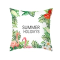 Floral flamingo square pillowcase with Summer Holidays text on white background - Summer Holidays Flamingo (TPR462-12)