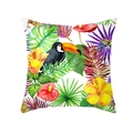 Tropical toucan and floral print peach skin pillowcase with vibrant watercolor patterns - Rainforest Toucan Ecosystem (TPR462-14)