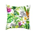 Square peach skin pillowcase with tropical leopard and exotic flower prints - Jungle Leopard & Exotic Flowers (TPR462-15)