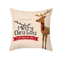 Kerstkussenhoes met rendierprint en feestelijke tekst op beige stoffen stof - Rendier met Gestreepte Sjaal Illustratie (TPR420-7) / 45x45CM (Zonder Kern)