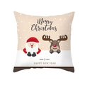 Kerstkussenhoes met kerstman en rendier op zachte perzikhuid textiel stof - Kerstman en Rendier Driekleuren Ontwerp (TPR420-9) / 45x45CM (Zonder Kern)